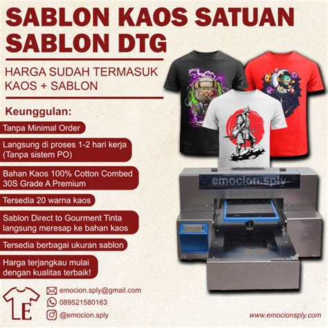 Jual Kaos Custom Satuan Sablon Dtg Cotton Combed S Grade A S