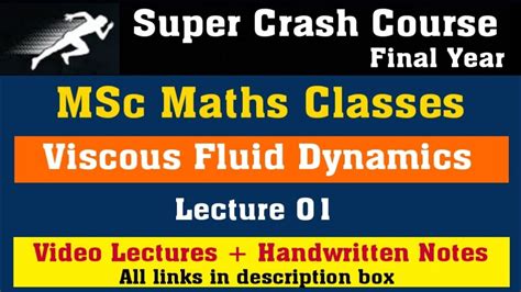 Msc Viscous Fluid Dynamics Lec 01 Ll Msc Maths Classes Ll Msc Crash Course Ll Msc Maths Notes