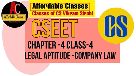 CSEET II Legal Aptitude II Chapter 4 Class 4 II Elements Of Company Law