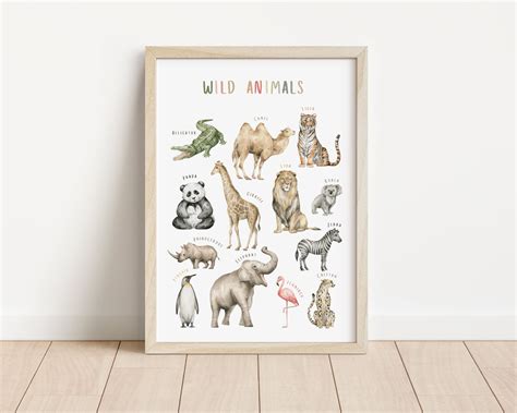 Wild Animals Poster Educational Poster Montessori Poster Classroom ...