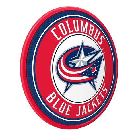 The Columbus Blue Jackets Logo Is Shown On A Red And White Circular