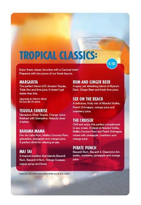 Carnival Cruise Line 2024 Drink Menus And Pricing Cruise Spotlight