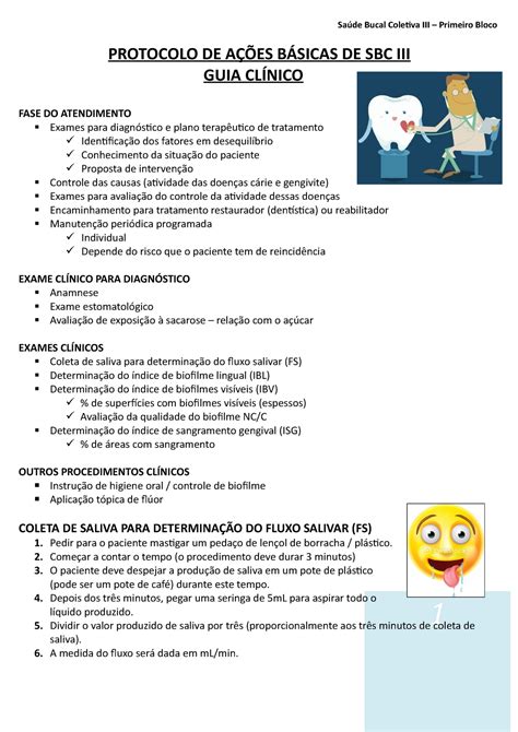 Protocolo De A Es B Sicas Sbc Iii Bucal Coletiva Primeiro Bloco