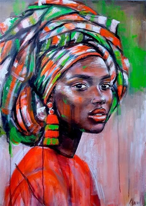 African Woman Painting In African Portraits Art African Women