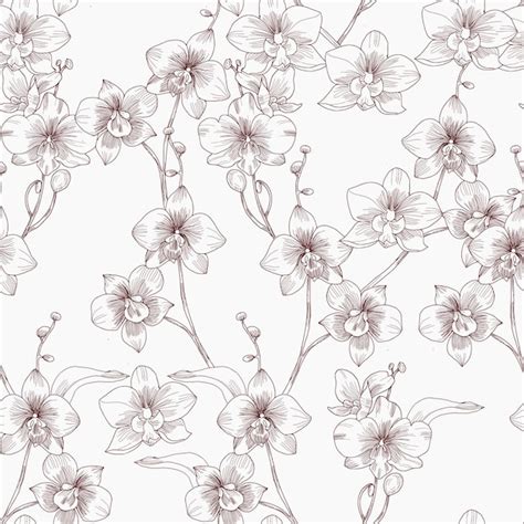 Premium Vector Hand Drawn Orchid Flower Seamless Pattern