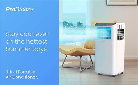 Pro Breeze 4 In 1 Portable Air Conditioner 9000 Btu Smart Home Wifi Compatible 24 Hour Timer