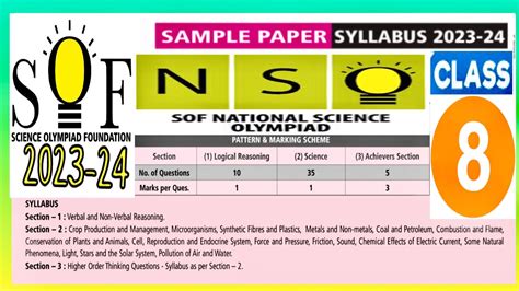 Nso Class 8 Solved Sample Paper 2023 24 Science Olympiad Sample Paper