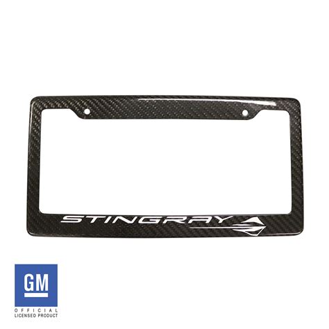 2020 2024 C8 Corvette License Plate Frame Carbon Fiber W White Stingray Script And Logo