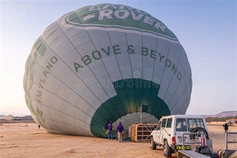 Filling A Hot Air Balloon In The Saudi Desert Editorial Stock Image