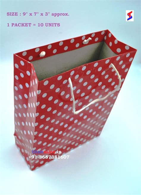 Paper Bag Designer Red Polk Dots 9 X 7 X 3 Approx For Gifting