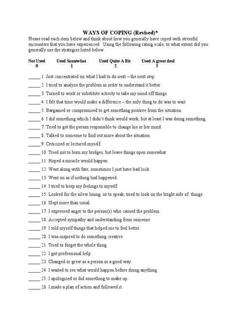 ways  coping scale revised coping psychology psychology