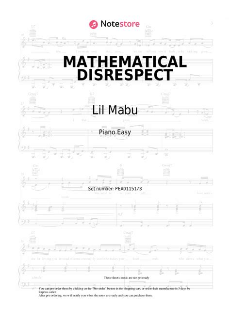 MATHEMATICAL DISRESPECT piano sheet music easy Lil Mabu in Note-Store ...