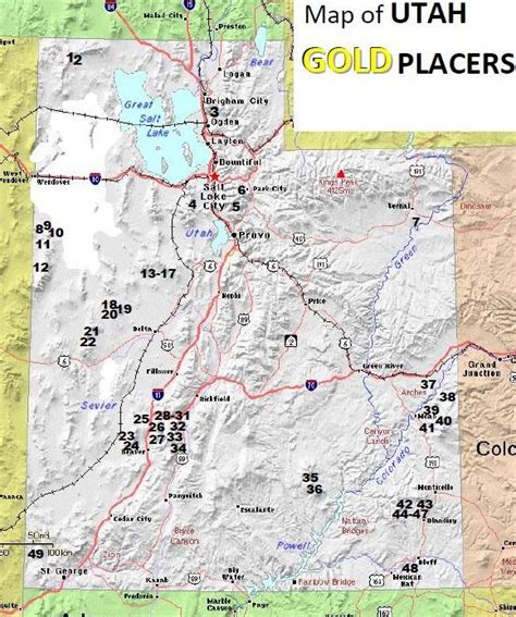 Utah Gold Placer Map | Gold Panning Utah