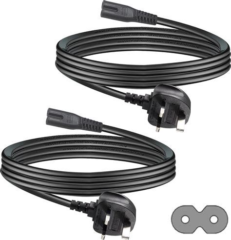 Kc Cable 3m Figure 8 Power Lead 2 Pack 2 Pin Iec C7 Universal 3 Pin Uk Plug Power Cable Bs1363