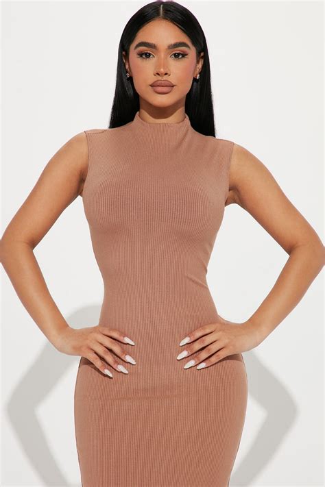 Amber Snatched Midi Dress Nude Fashion Nova Dresses Fashion Nova