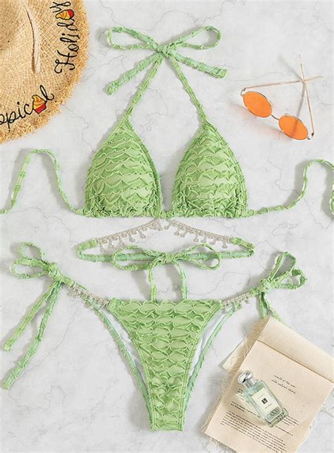 Cross Border European And American Womens Swimsuit Swimming Diamond Chain Sexy Womens Bikini