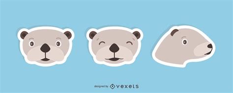 Sea Otter Sticker Set Vector Download