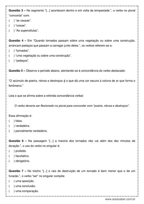 Exercícios De Concordância Verbal Com Gabarito 9 Ano Pdf