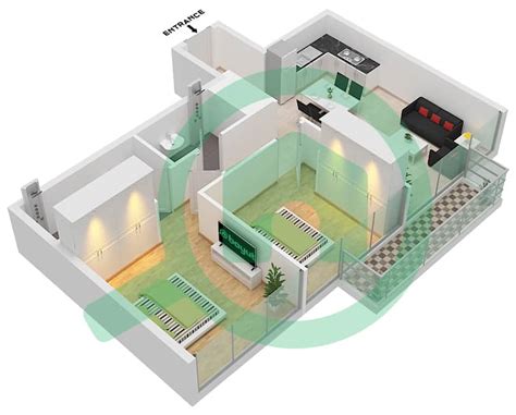 Floor Plans For Type 1B FLOOR 2 7 2 Bedroom Apartments In Azizi Riviera