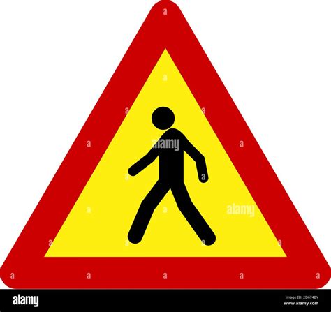 Warning sign with pedestrian symbol Stock Photo - Alamy