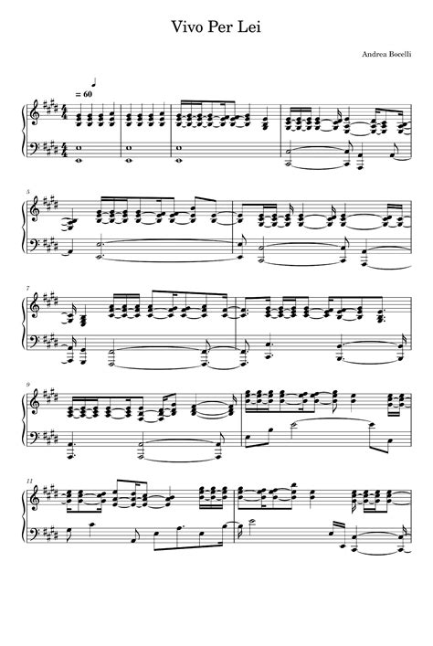 Vivo Per Lei Arr Andrea Bocelli By Andrea Bocelli Sheet Music For