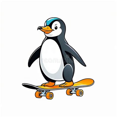 Vector Illustration, Funny Cheerful Flat Logo of a Penguin Riding a ...