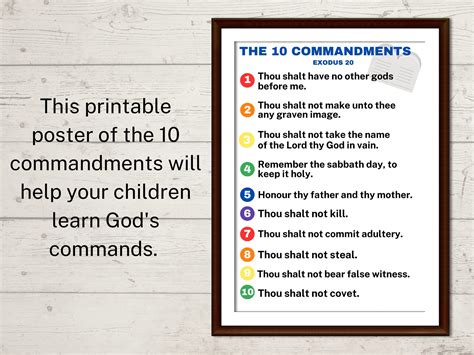 The 10 Commandments Printable KJV Sunday School Poster of the 10 ...