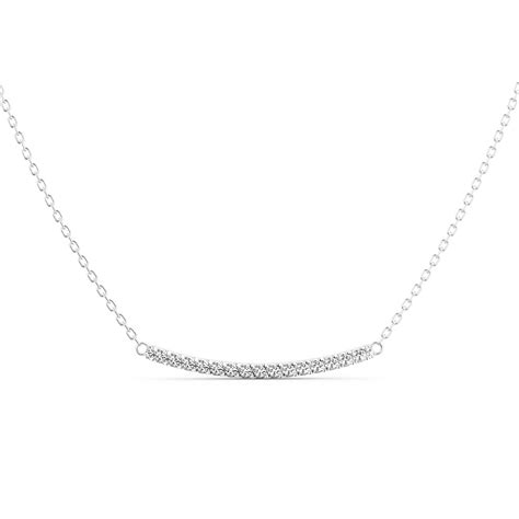 Curved Bar Diamond Necklace - White Gold - The Lab Mine