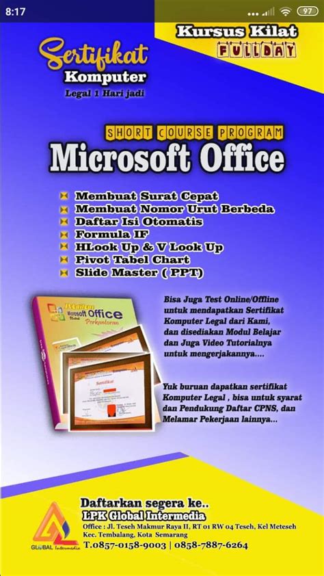 KURSUS MICROSOFT OFFICE SEMARANG KURSUS KOMPUTER SEMARANG 0857 0158