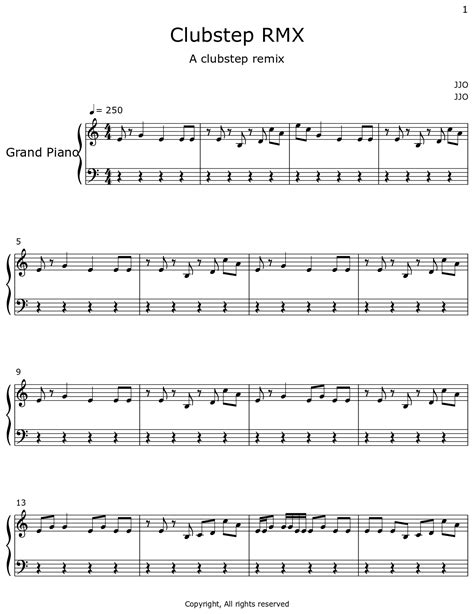 Clubstep Rmx Sheet Music For Piano