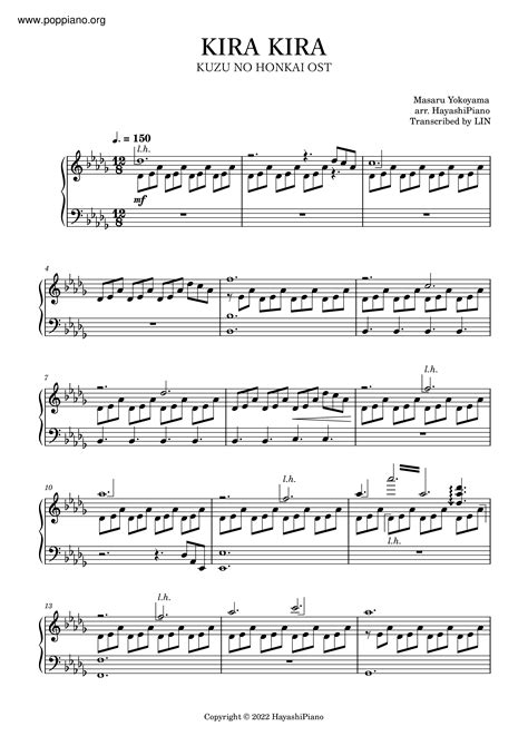 Masaru Yokoyama-Kuzu no Honkai OST - Kira Kira Sheet Music pdf, -キラキラ
