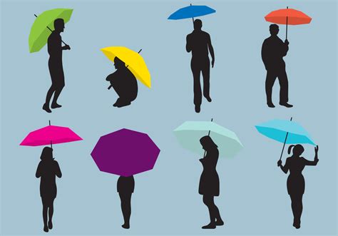 Woman And Man Umbrellas Silhouettes 93111 Vector Art At Vecteezy