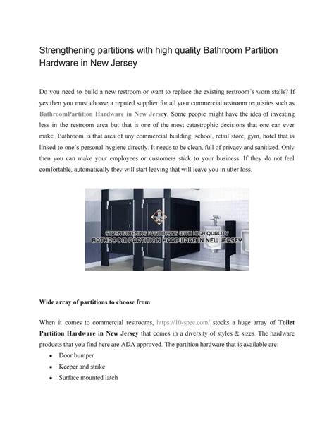 Strengthening Partitions With High Quality Bathroom Partition Hardware