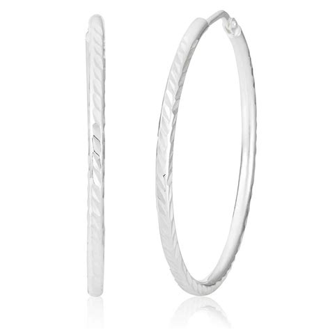 Sterling Silver 30mm Diamond Cut Hoop Earrings Shiels Jewellers