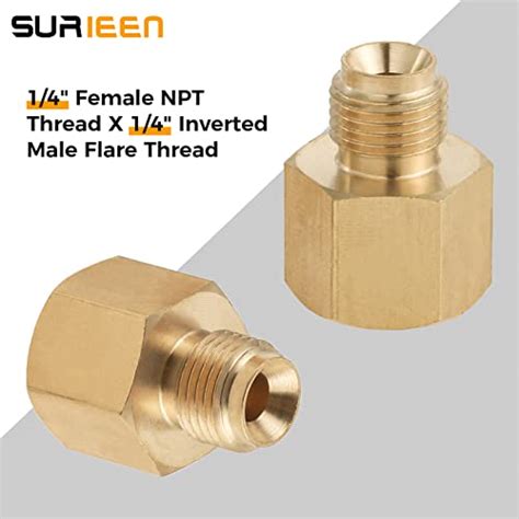 Surieen Rv Propane Hose Adapter 1 4 Female Pipe Npt X 1 4 Inverted Male Flare7 16