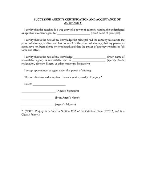 Power Of Attorney For Property Successor Agent S Certification Form