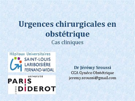 Urgences Chirurgicales En Obsttrique Cas Cliniques Dr Jrmy