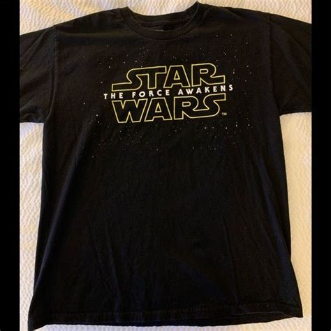 Mens Star Wars Force Awakens T Shirt Size Large Black Movie Tee