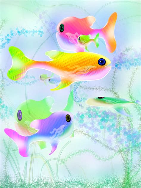 fluorescent fish  behance