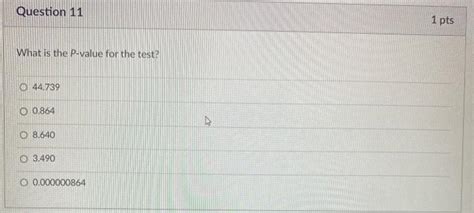 Solved Question Pts What Is The P Value For The Test O Chegg