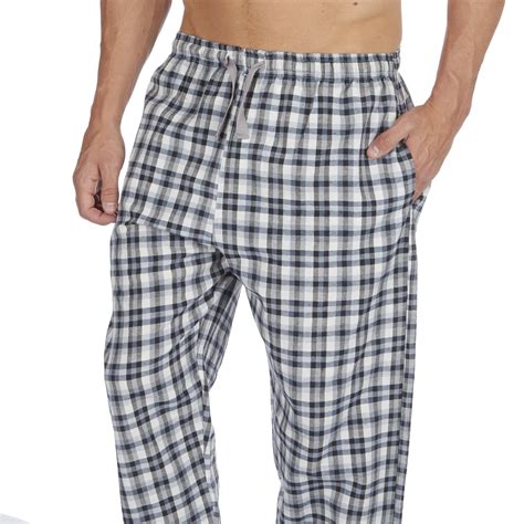 Mens Checked Woven Pyjama Bottoms Cotton Blend Twill Pj Lounge Pants S