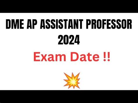 DME AP ASSISTANT PROFESSOR EXAM DATE 2024 YouTube