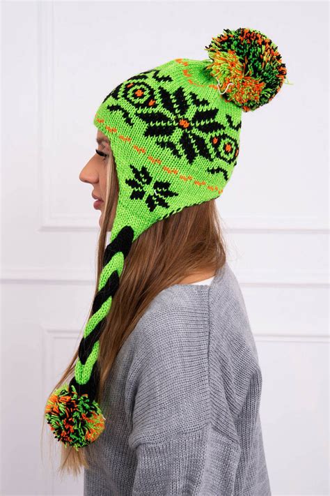 Cap With Braids Fabia K Green Neon Czapki Damskie Hurtownia Kesi