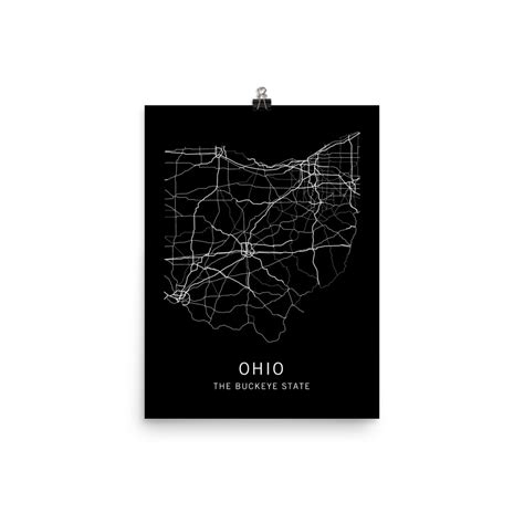 Ohio State Road Map // Art Print from Clark Street Press