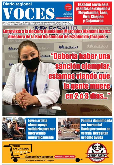 Portada Martes De Abril Diario Voces