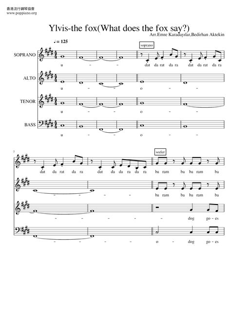 Ylvis What Does The Fox Say Sheet Music Pdf Free Score Download ★