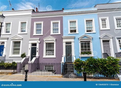 Colorful Row Houses In Notting Hill Stock Photo Image Of Lined