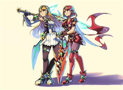 Pyra Mythra And Mythra Xenoblade Chronicles And 1 More Drawn By