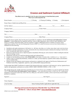 Fillable Online Erosion And Sediment Control Affidavit Fax Email Print