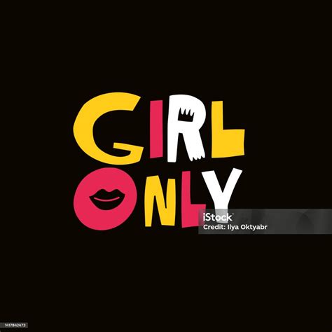 girl  phrase lettering colorful cartoon style modern typography
